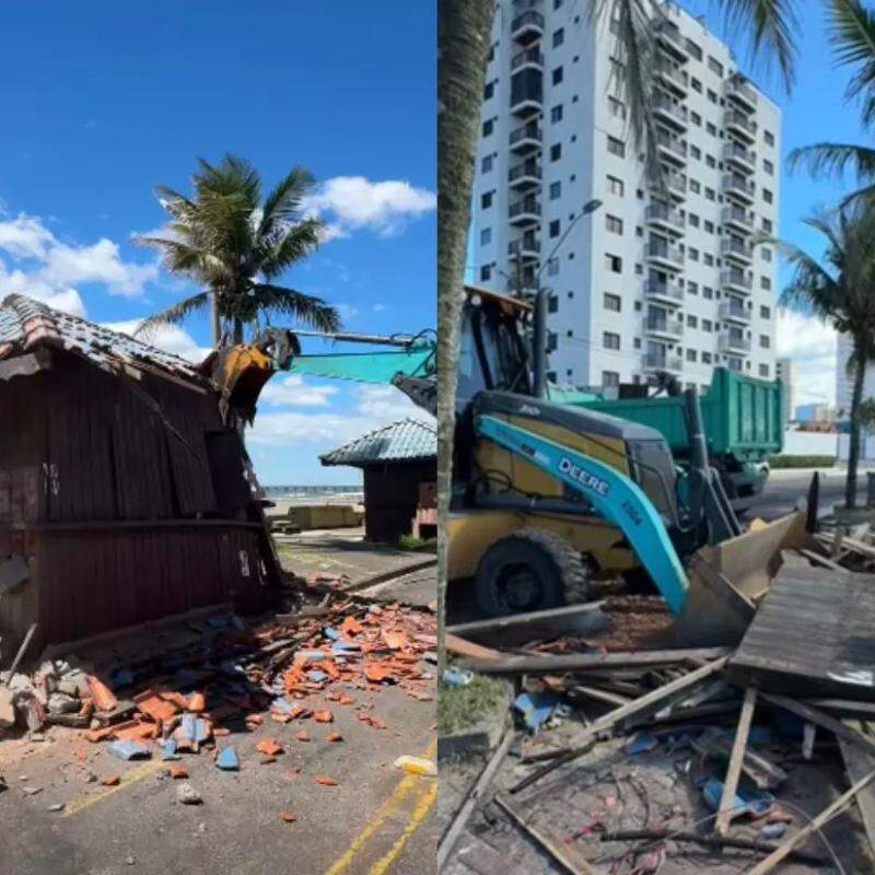 A Prefeitura de Mongaguá afirma que são realizadas as demolições dos quiosques que apresentam irregularidades na praia