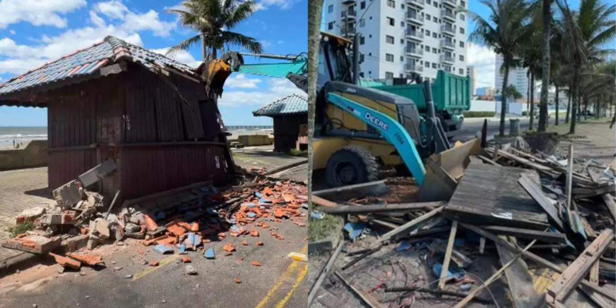 A Prefeitura de Mongaguá afirma que são realizadas as demolições dos quiosques que apresentam irregularidades na praia