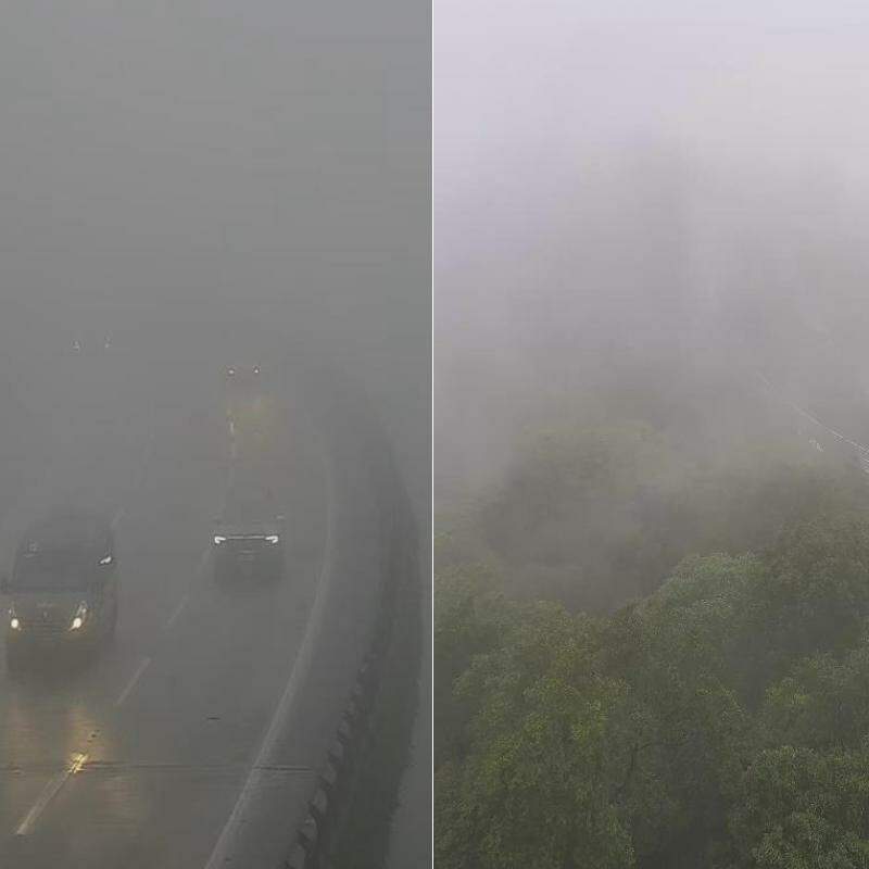 Neblina causou baixa visibilidade nas rodovias da Baixada Santista neste domingo (13)