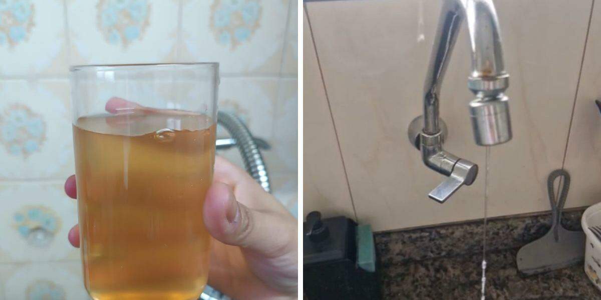 Reabastecimento tem oscilado e em algumas a água voltou com a cor amarela (como à esquerda)
