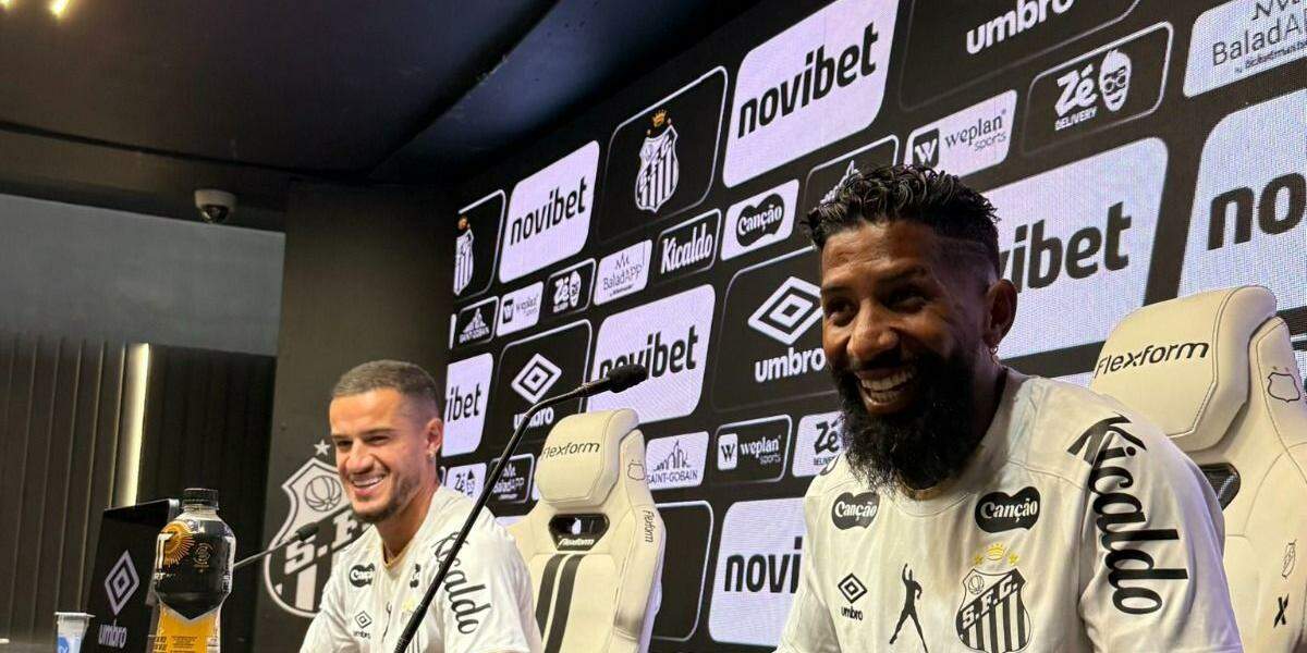 Philippe Coutinho e Rodinei foram apresentados nesta segunda-feira (14), na Vila Belmiro
