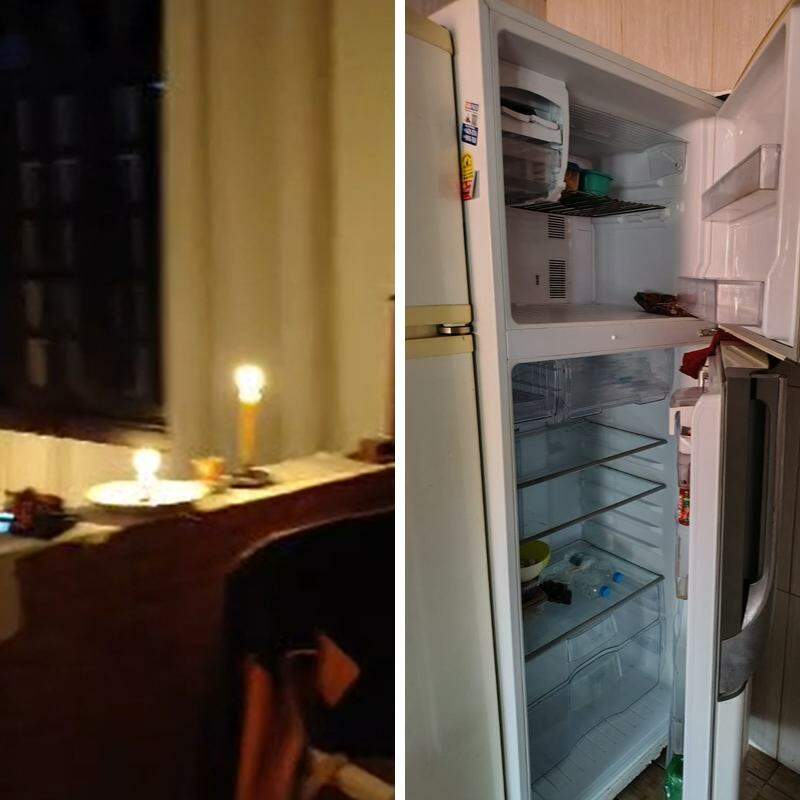 A aposentada perdeu alimentos e bebidas na geladeira, além de outros prejuízos decorrentes do corte no fornecimento de eletricidade à sua casa, em Itanhaém