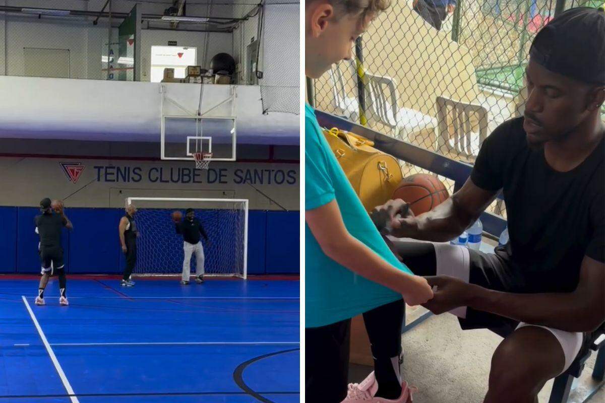 Jimmy Butler visitou o Tênis Clube, bateu bola e atendeu fãs que estavam pelo local