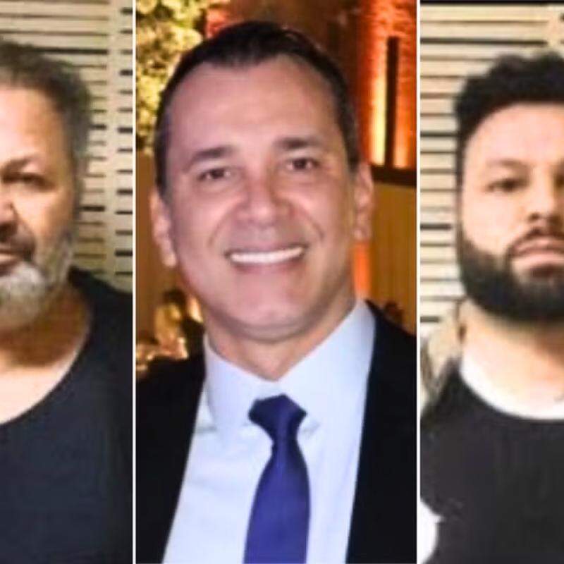 Nicola Assisi, à esquerda, é investigado por chefiar a máfia italiana no Brasil; ao centro, o advogado Patrick Raasch Cardoso, citado por atuar em esquema, e à direita, Patrick Assisi