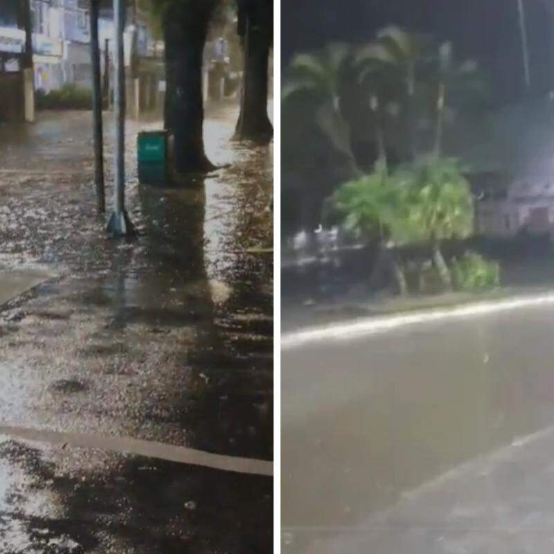 Várias ruas de Santos e São Vicente  ficaram alagadas em razão do grande volume de água que caiu na madrugada