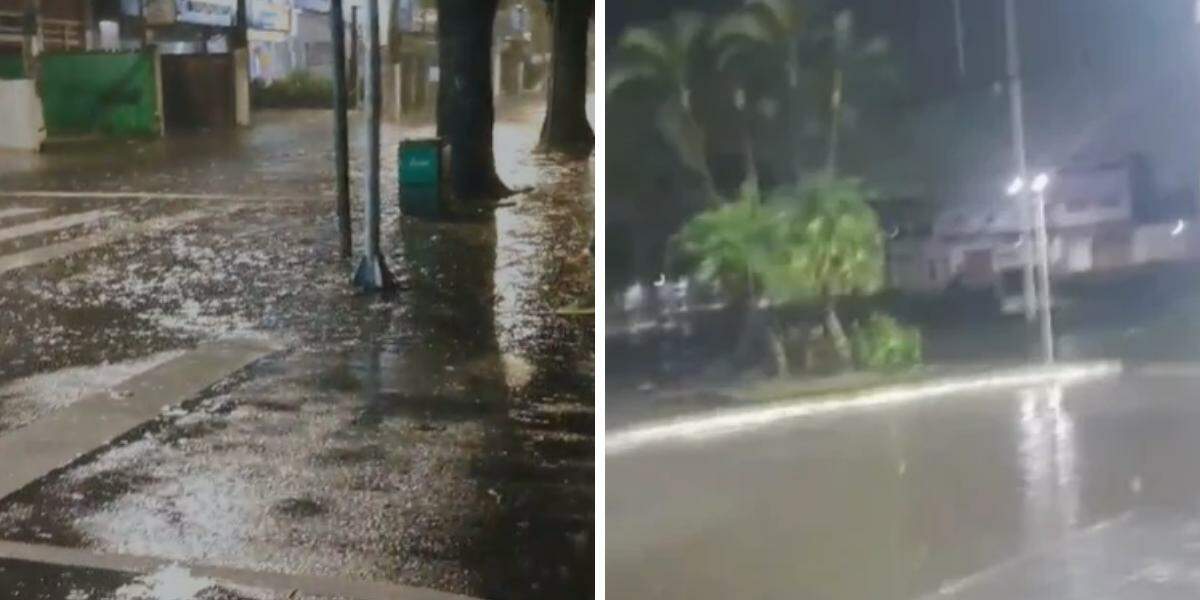 Várias ruas de Santos e São Vicente  ficaram alagadas em razão do grande volume de água que caiu na madrugada