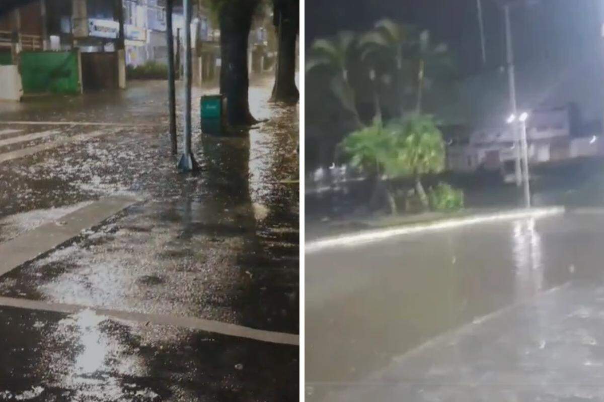 Várias ruas de Santos e São Vicente  ficaram alagadas em razão do grande volume de água que caiu na madrugada