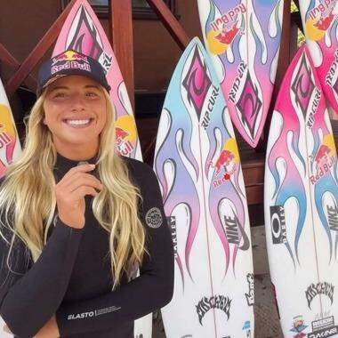 Erin e seu quiver de pranchas diversificadas