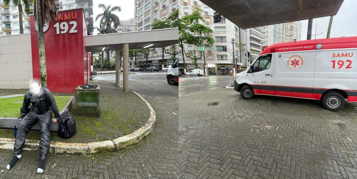 O acidente ocorreu em frente ao posto fixo do Samu na avenida da praia de Santos e, mesmo assim, a vítima esperou quase uma hora para ser socorrida