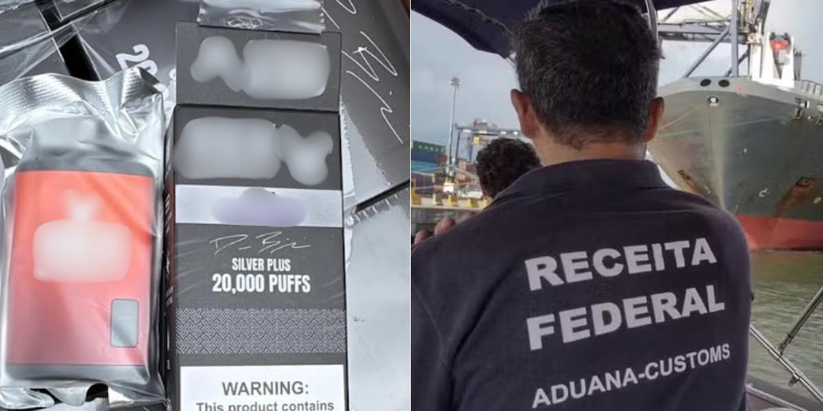 Carga de cigarros eletrônicos foi interceptada pela Receita Federal no Porto de Santos