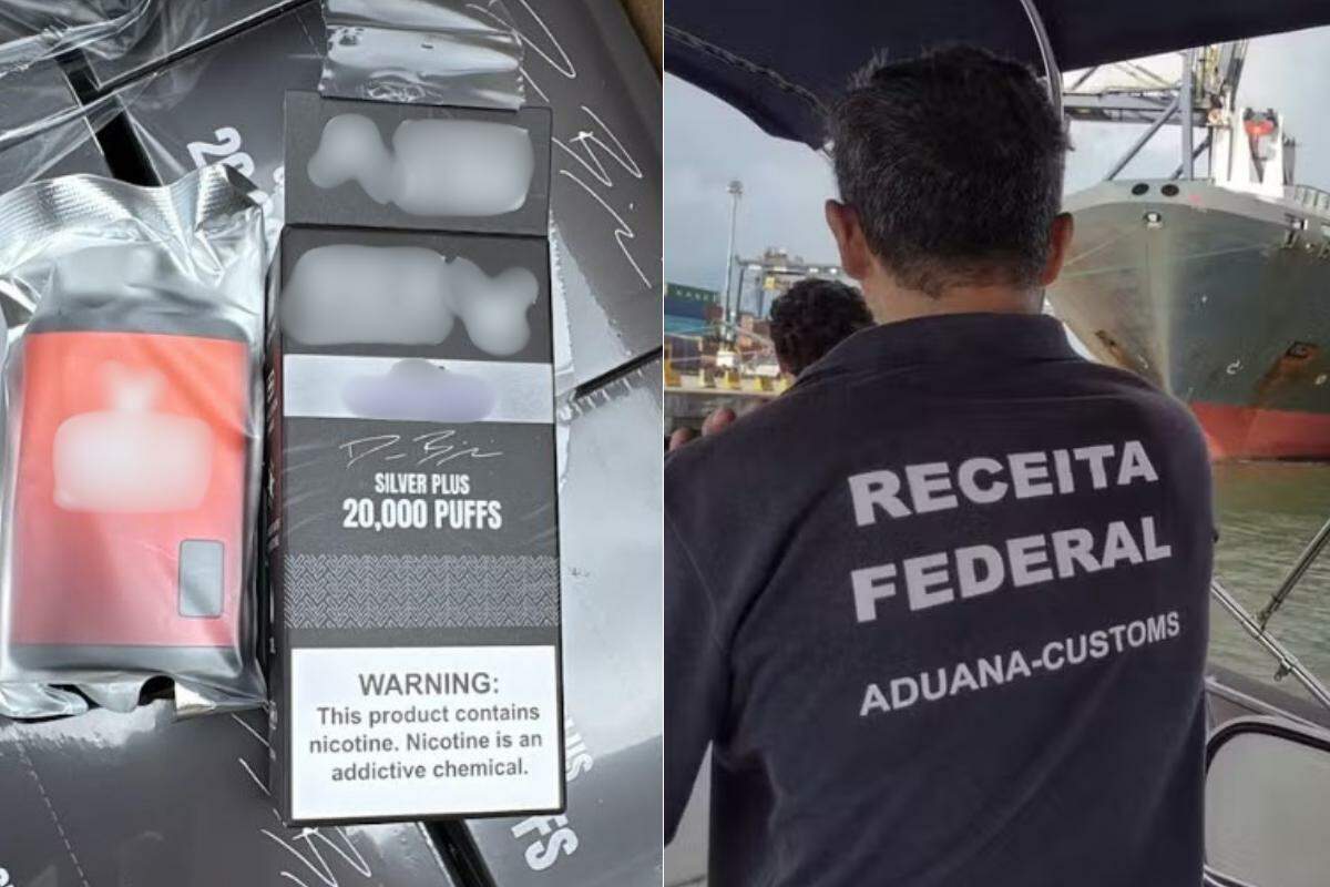 Carga de cigarros eletrônicos foi interceptada pela Receita Federal no Porto de Santos
