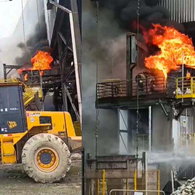 O fogo começou na esteira de cargas e atingiu outras partes do terminal do Porto de Santos