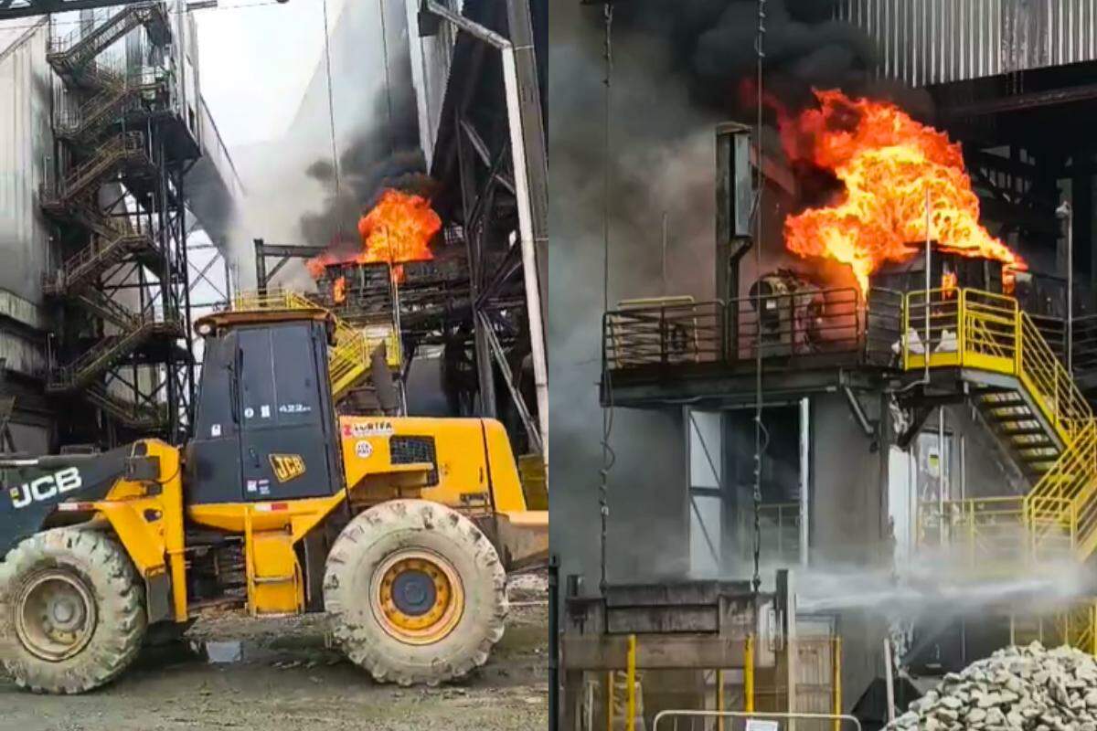 O fogo começou na esteira de cargas e atingiu outras partes do terminal do Porto de Santos