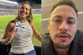 Naty Potira (à esq.) luta contra o câncer e recebeu apoio de Neymar em vídeo (à dir.)