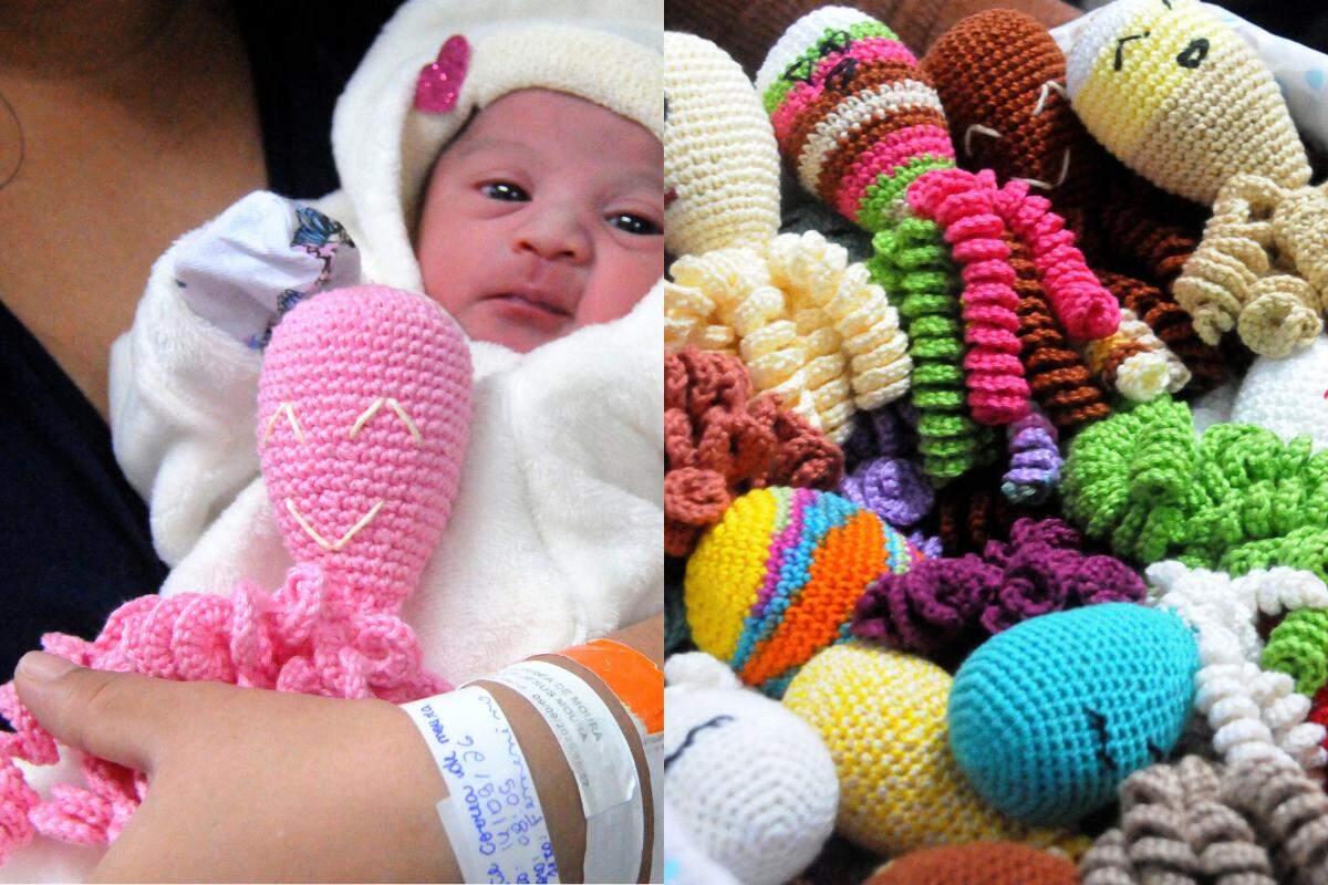 Voluntárias do PIC Melvi confeccionam os presentes, que são distribuídos na maternidade do Hospital Irmã Dulce