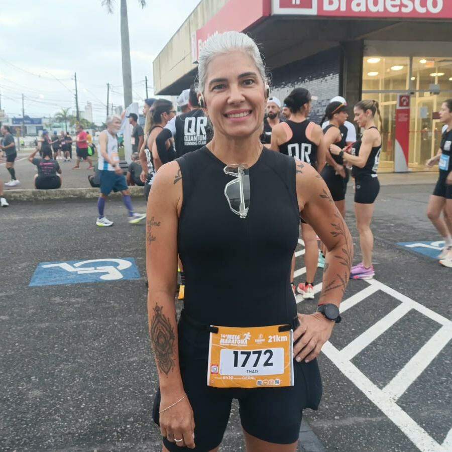 Taís conta que já completou outras meias maratonas, mas nunca havia participado da prova em Praia Grande