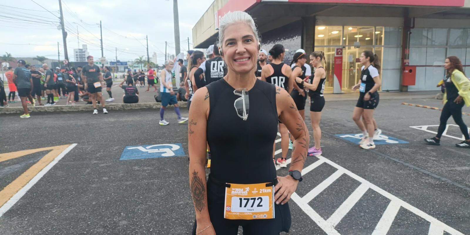 Taís conta que já completou outras meias maratonas, mas nunca havia participado da prova em Praia Grande