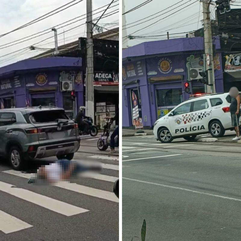 Motociclista fraturou a perna esquerda e também teve escoriações após acidente em Santos