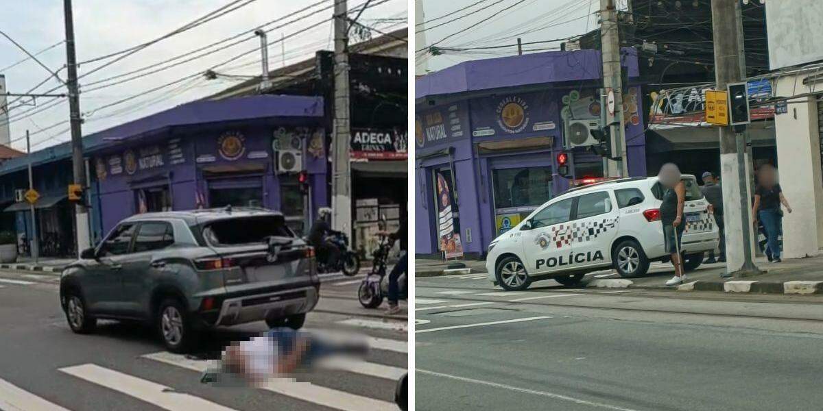 Motociclista fraturou a perna esquerda e também teve escoriações após acidente em Santos