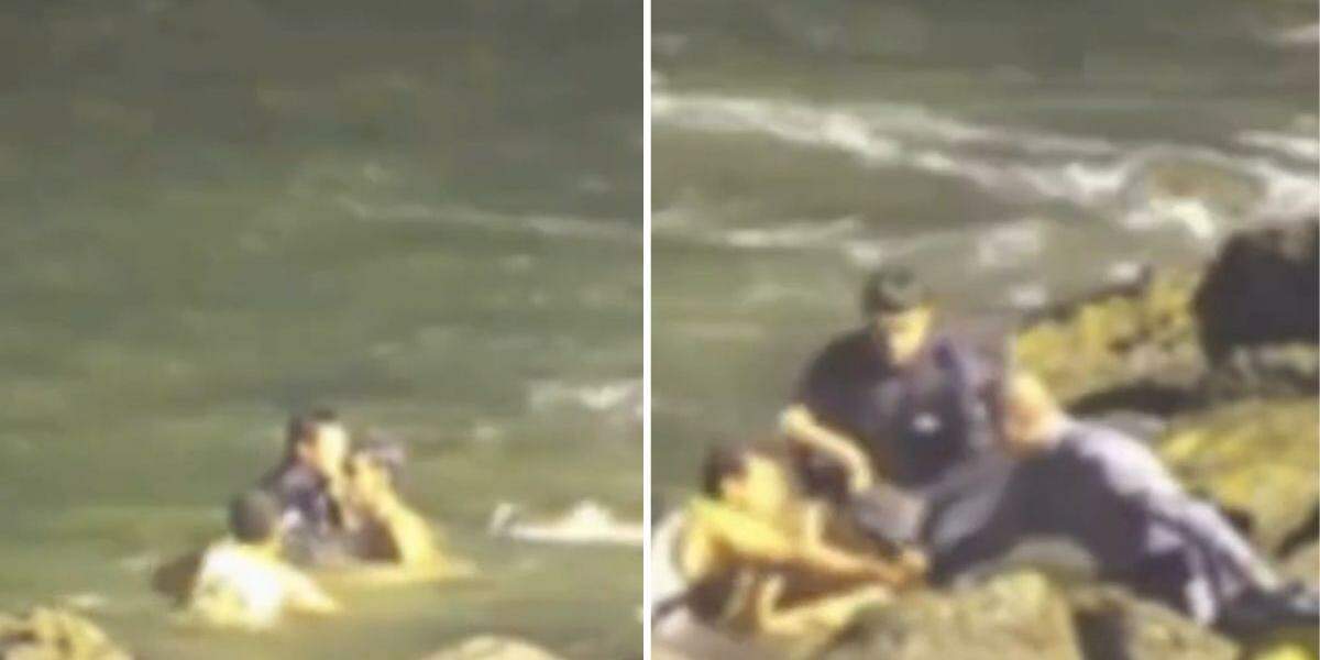 Homem se afogava próximo ao Novo Quebra-Mar, em Santos, quando foi salvo por um policial militar