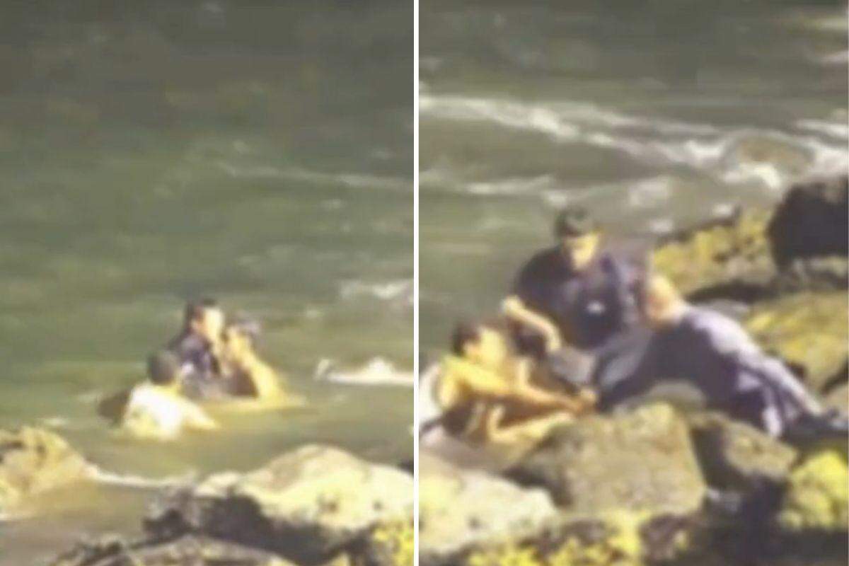 Homem se afogava próximo ao Novo Quebra-Mar, em Santos, quando foi salvo por um policial militar