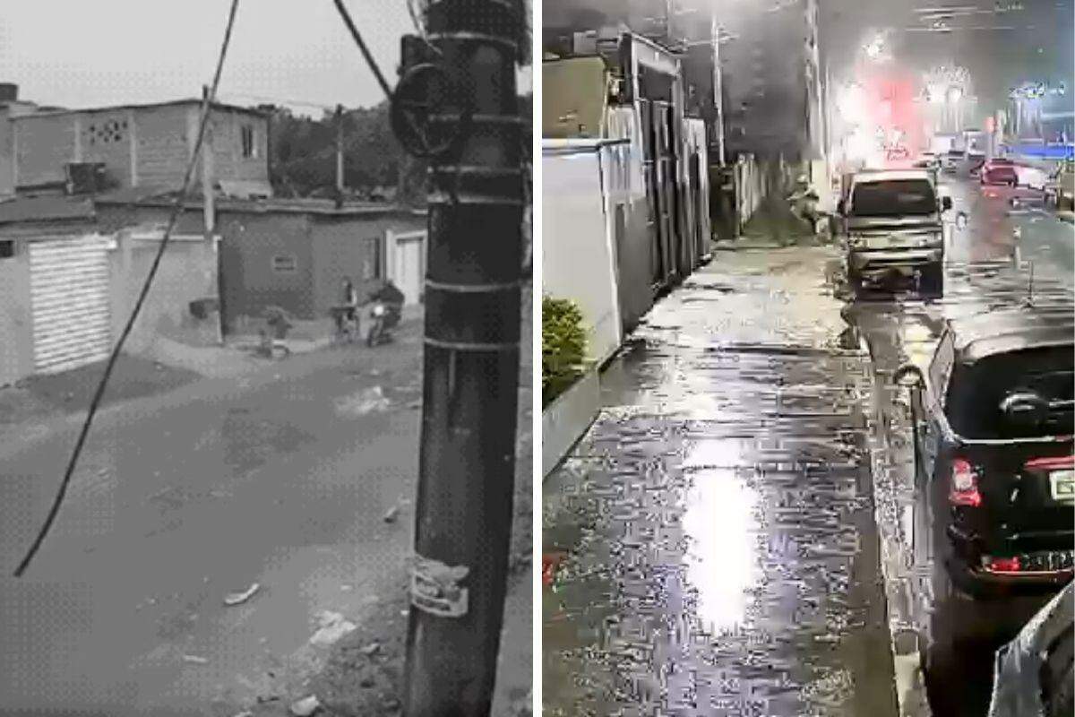 Câmeras de monitoramento flagraram o momento das importunações em Guarujá