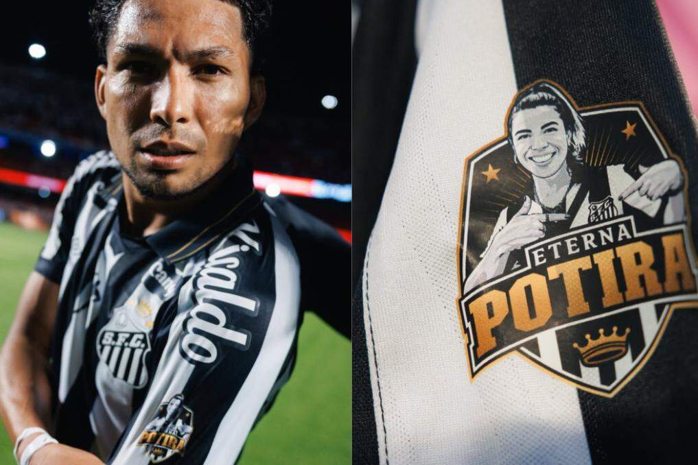 Após a partida, o Santos publicou uma foto do atacante Rony exibindo o patch