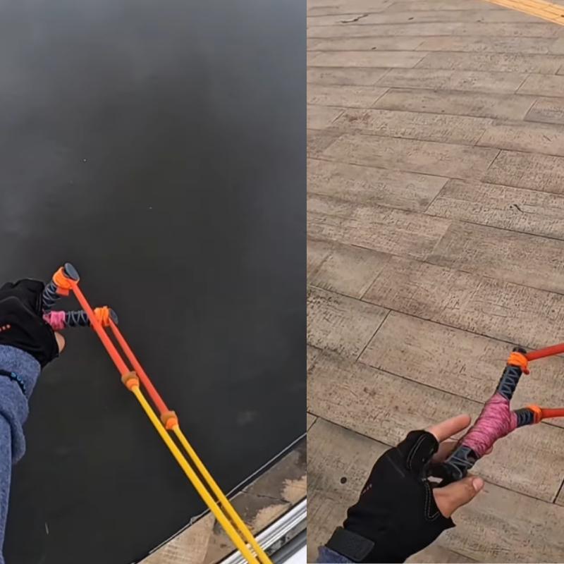 O montador de móveis Bruno Barbosa viralizou pescando no Píer do Casqueiro, em Cubatão, com estilingue