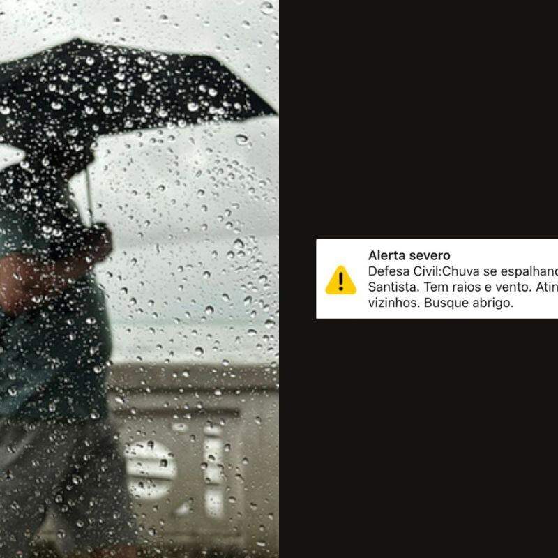 Defesa Civil emitiu alerta para celulares da Baixada Santista neste domingo (4)