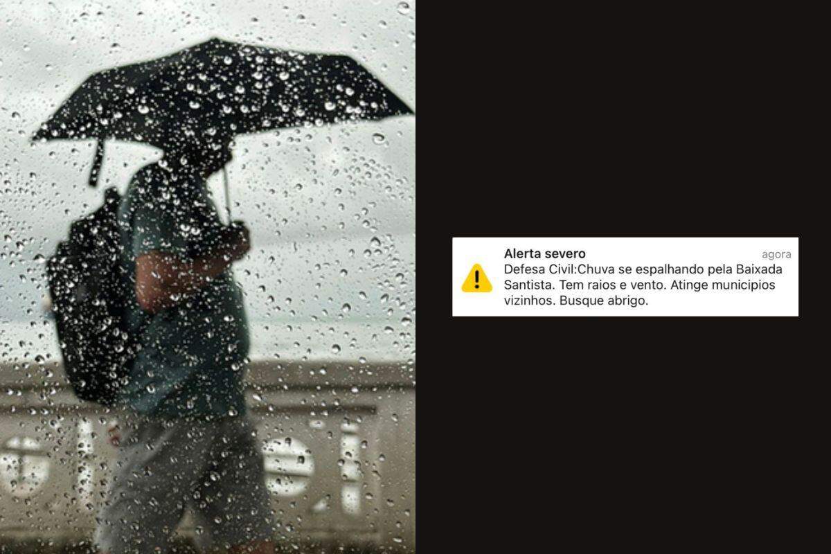 Defesa Civil emitiu alerta para celulares da Baixada Santista neste domingo (4)