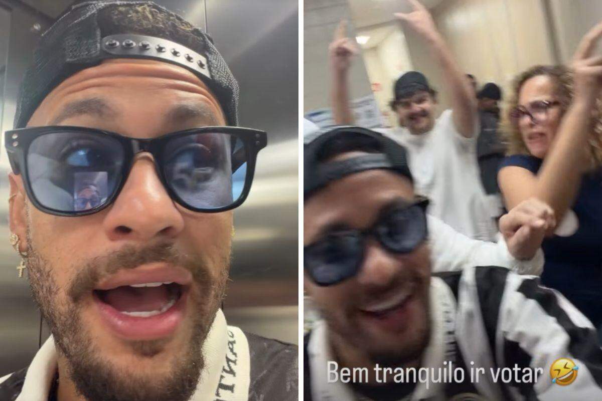 Neymar vota em colégio de Santos e é cercado por fãs