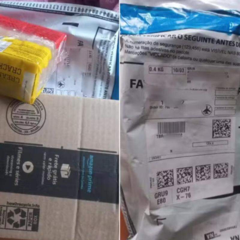 A assistente social de Peruíbe recebeu um pacote de bolacha cream cracker no lugar de um iPhone 17 em compra que fez na Amazon