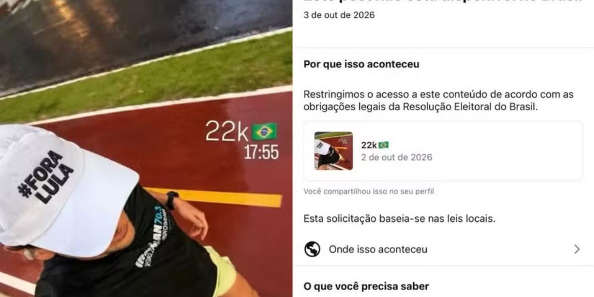 O Instagram justificou a medida como uma resolução eleitoral, sem especificar o ponto específico violado