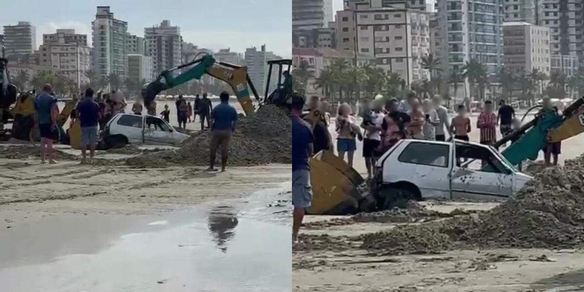 Moradores e banhistas registraram o desatolamento do veículo