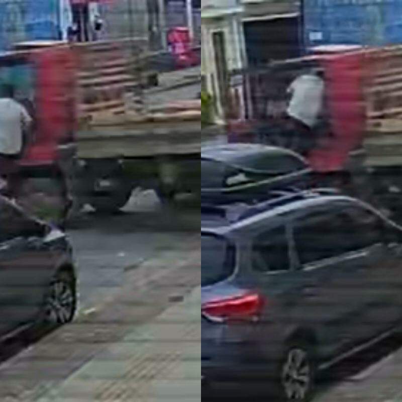 Homem pulou na cabine do caminhão em movimento e impediu acidente