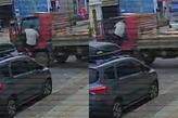 Homem pulou na cabine do caminhão em movimento e impediu acidente