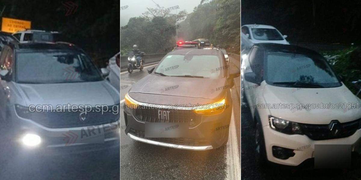 Mais de 10 carros estiveram envolvidos no engavetamento nesta segunda-feira (12)