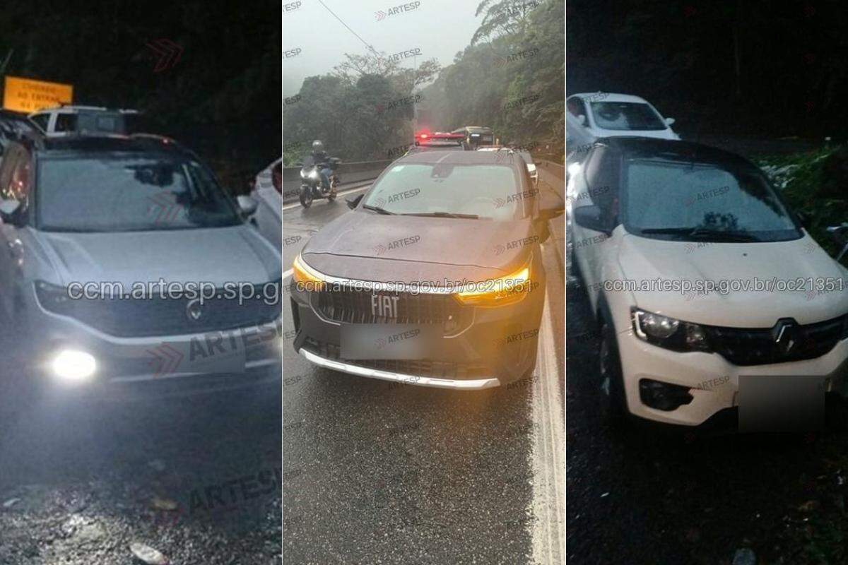 Mais de 10 carros estiveram envolvidos no engavetamento nesta segunda-feira (12)