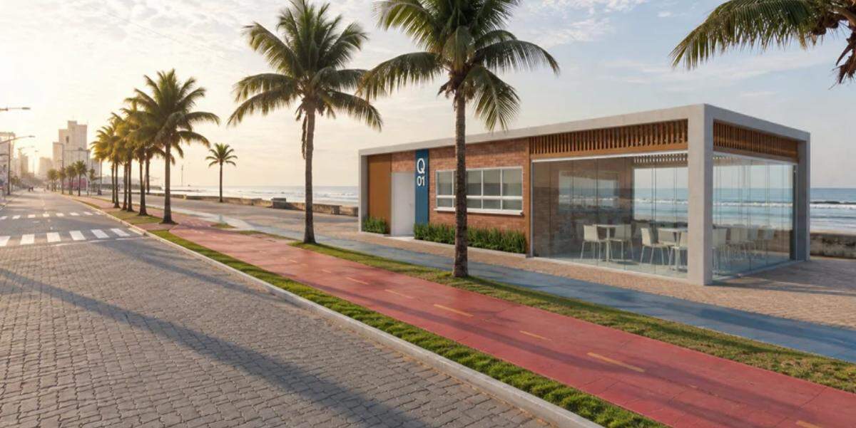 Novos quiosques previstos para a orla de Mongaguá terão dois modelos, com espaços para refeições, cozinhas e sanitários