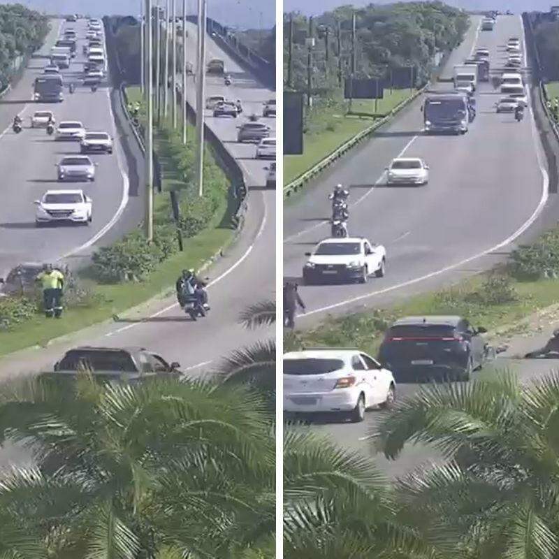 Imagens de uma câmera de monitoramento flagraram o momento do acidente
