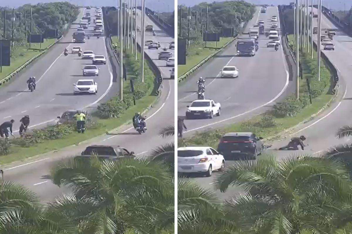 Imagens de uma câmera de monitoramento flagraram o momento do acidente