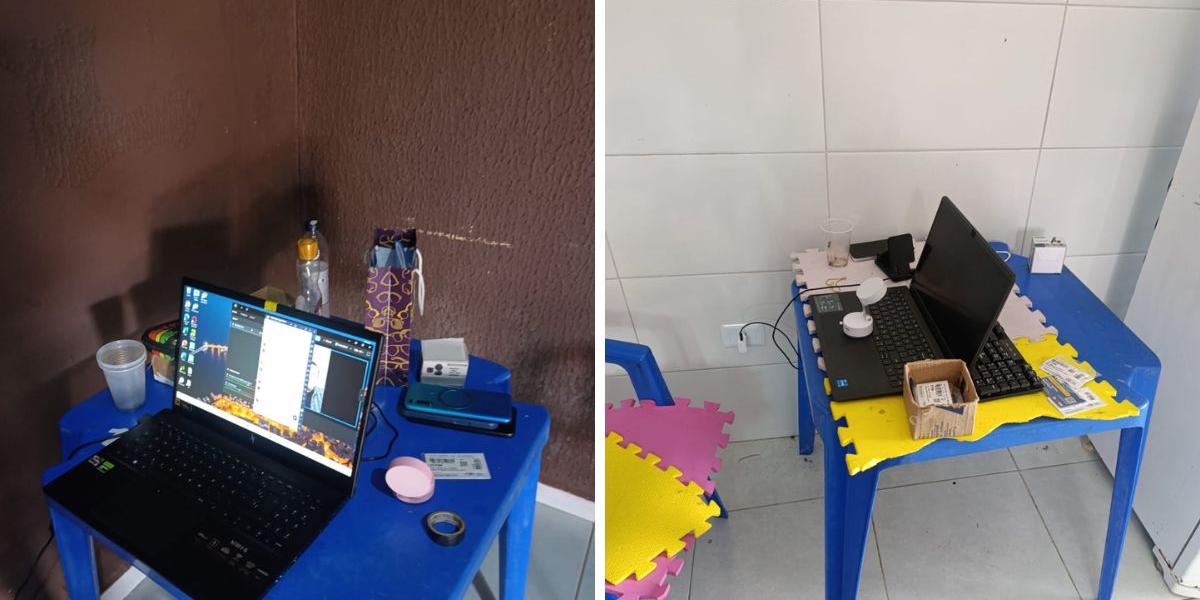 Notebooks e outros aparelhos eletrônicos foram encontrados no imóvel usado como central de golpes