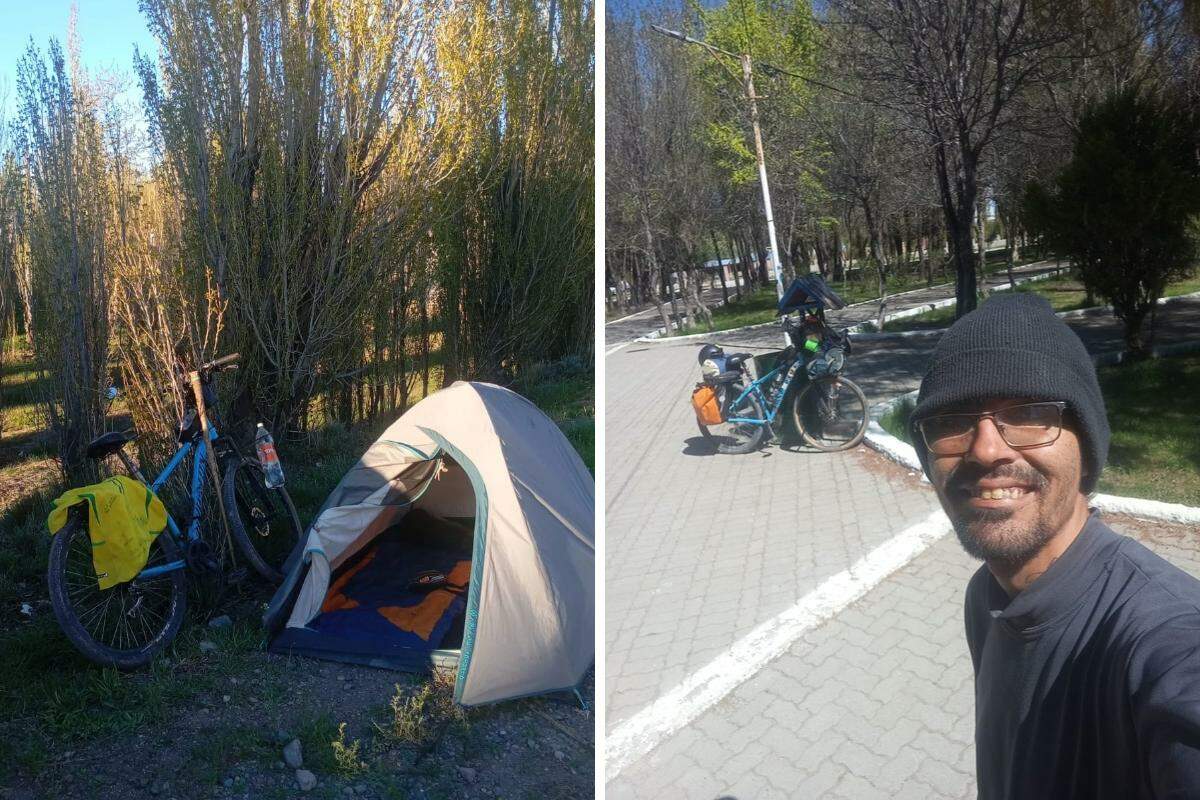 Na reta final da viagem até Ushuaia, na Argentina, o ajudante de pedreiro Georgios Beinis registra momentos de sua jornada, marcada por noites em barraca, dificuldades e superação