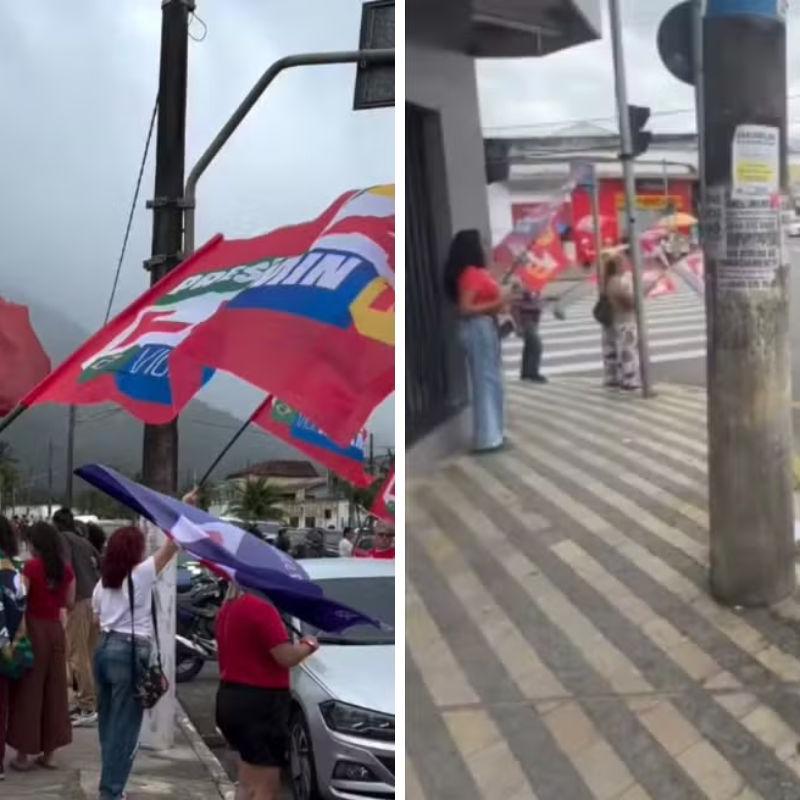 Agressões e ameaça teriam acontecido em uma manifestação pacífica do PT no Centro de Peruíbe