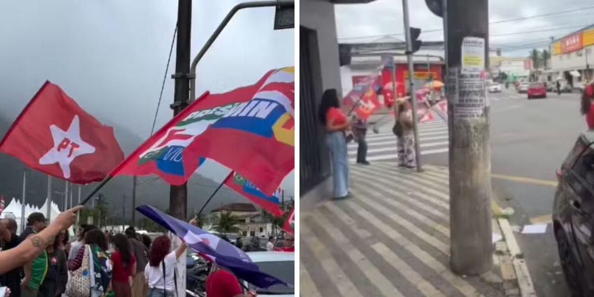 Agressões e ameaça teriam acontecido em uma manifestação pacífica do PT no Centro de Peruíbe