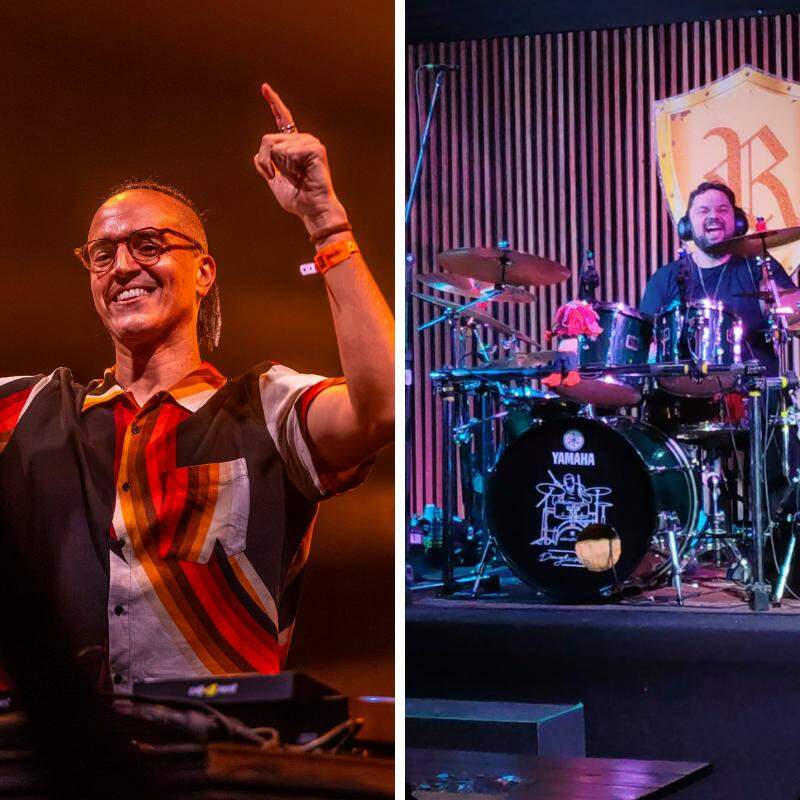 O DJ Dre Guazzelli comanda as pick ups na festa Black Swan; já o baterista e produtor Sérgio Batata está à frente do Rock in Heroes