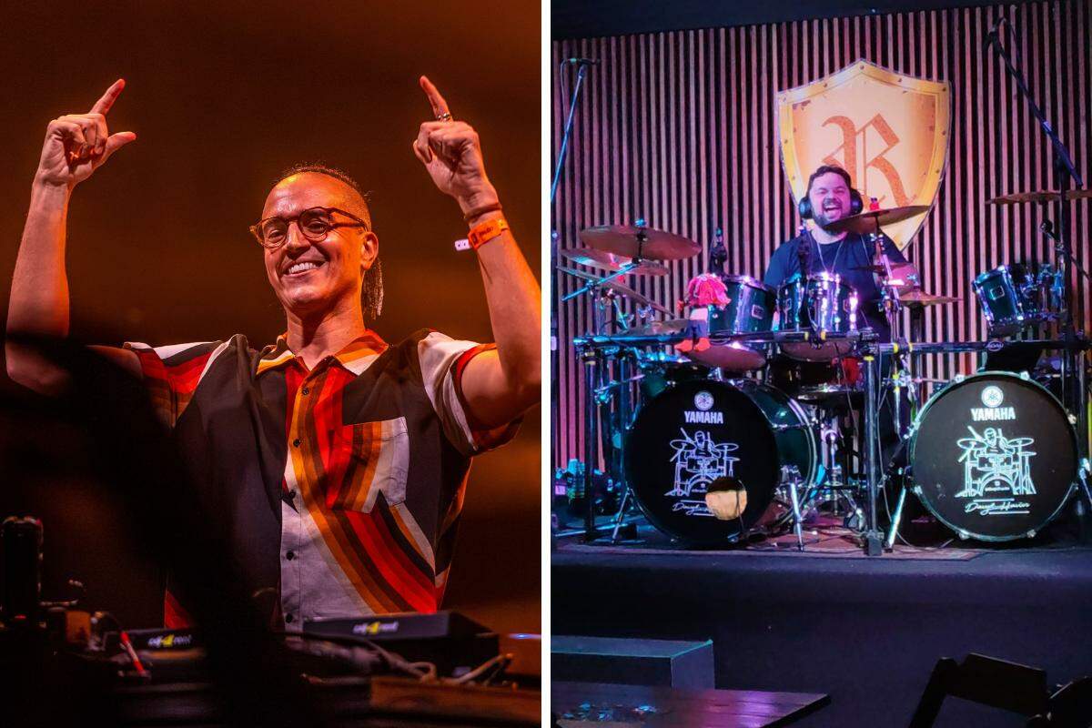 O DJ Dre Guazzelli comanda as pick ups na festa Black Swan; já o baterista e produtor Sérgio Batata está à frente do Rock in Heroes