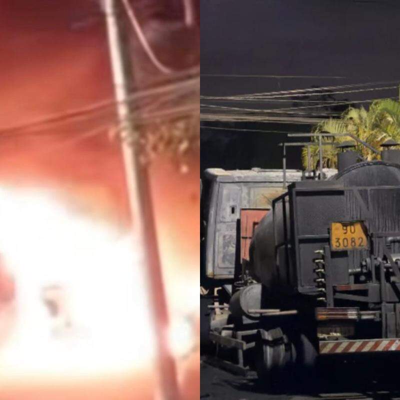 As chamas se alastraram com rapidez pela estrutura, consumiu totalmente a cabine do motorista