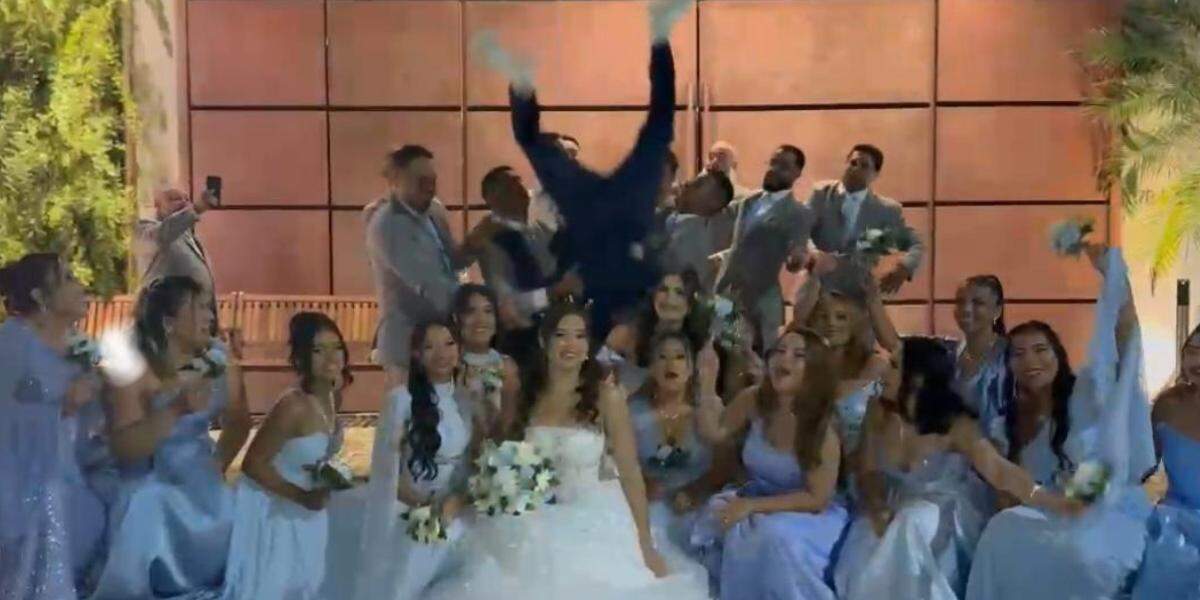 Othon e Sabrina brincam que a queda foi a "cereja do bolo" para que o casamento se tornasse ainda mais inesquecível