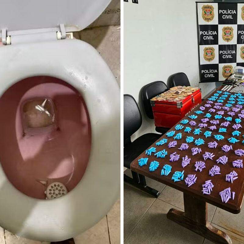Polícia encontrou várias porções de drogas na casa do homem que jogou cocaína dentro de privada em abordagem da polícia